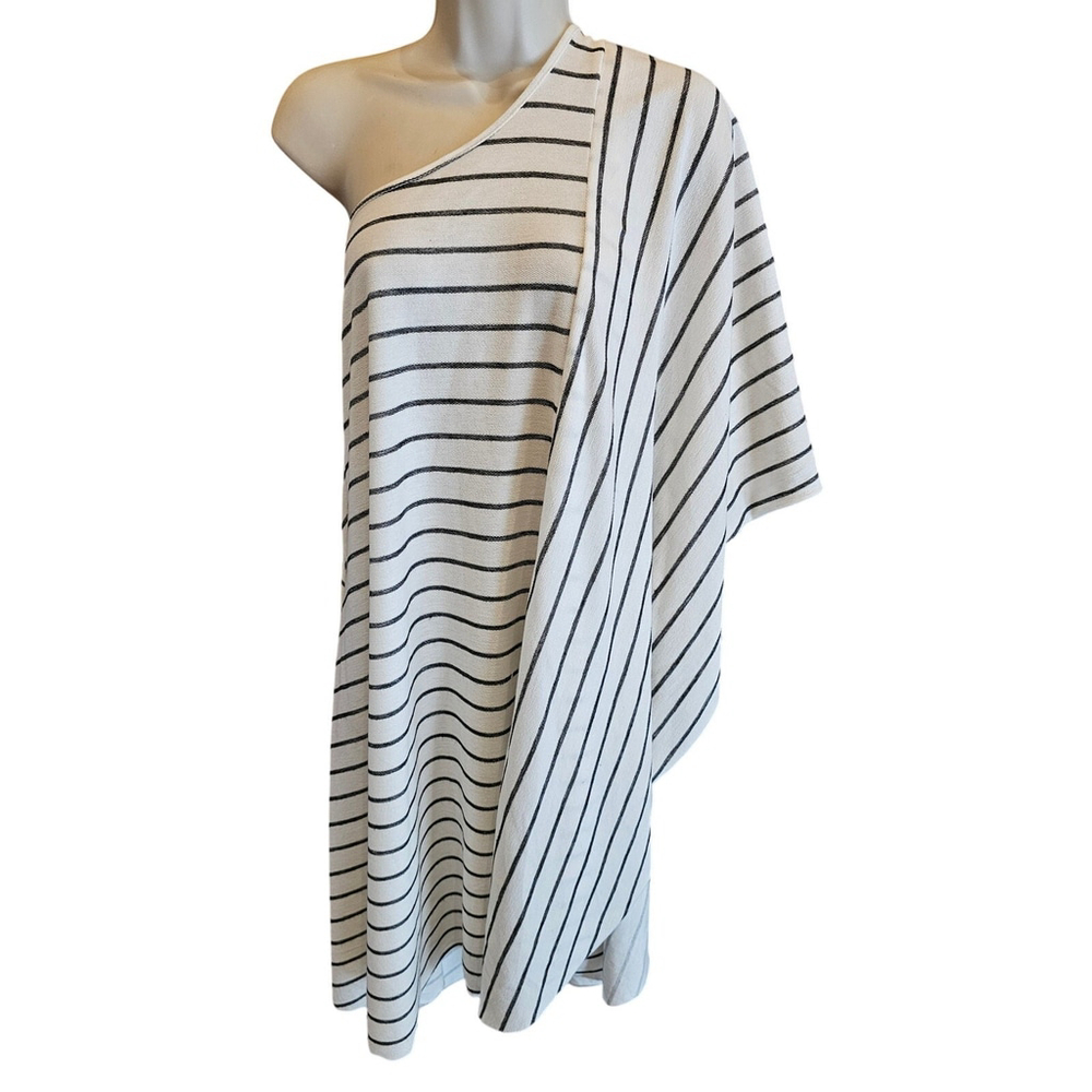 Free People Beach Striped Terry Cloth One Shoulder Cover Up M - Picture 2 of 9